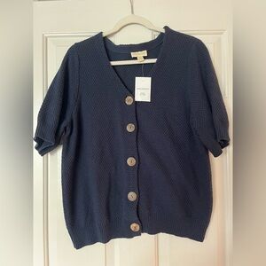 Appleseed's Navy Short-Sleeve Knit Button Cardigan